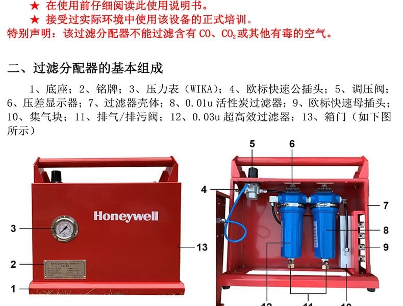 霍尼韦尔（Honeywell） SAR-ZYCGXT2007-02H 压缩空气过滤装置（AFU）（不含全面罩）代替BC160050